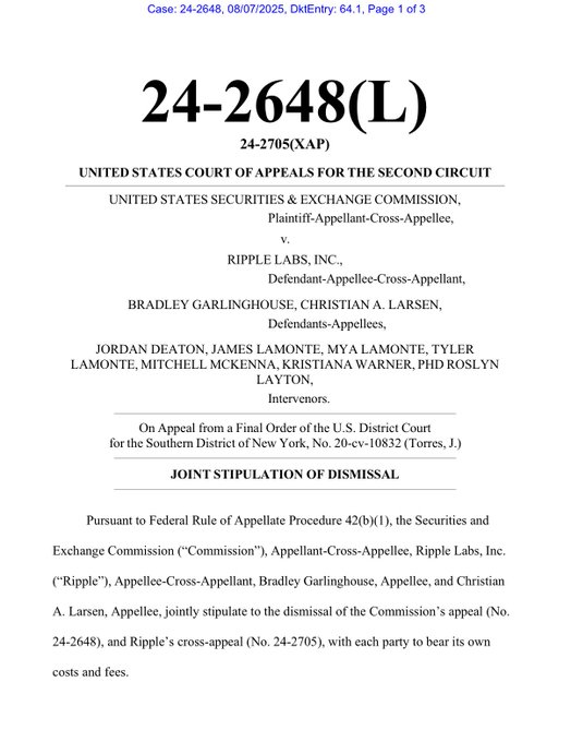 Gxx146LWcAAFg-L Fim da disputa SEC vs Ripple: o que diz o documento oficial