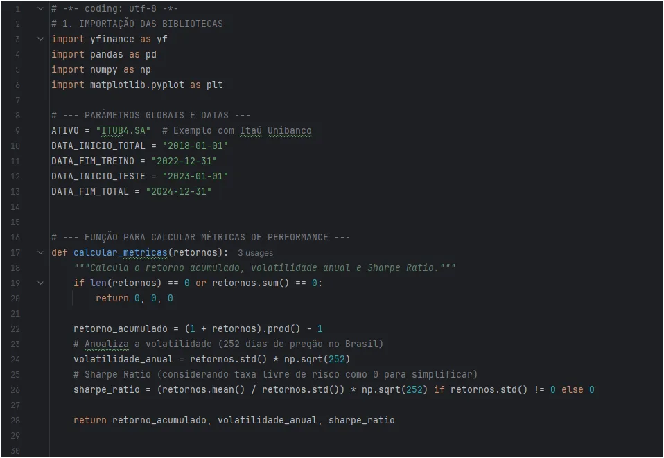 Primeira-parte-do-codigo-1 Como Funciona um Modelo Quantitativo? Passo a Passo de Construção, Validação e Teste